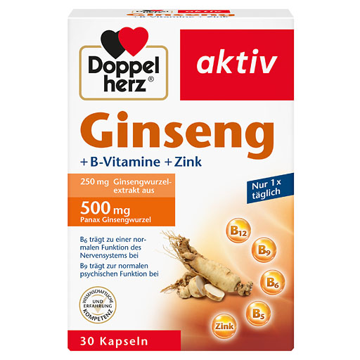 DOPPELHERZ Ginseng 250+B-Vitamine+Zink Kapseln 30 St  